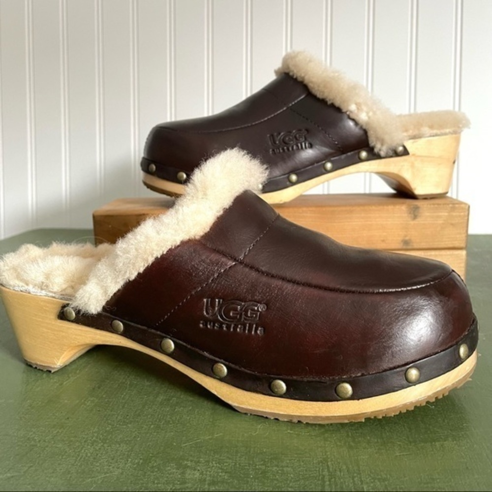 UGG Australia KALIE Fleece Lined Clogs w Wooden Soles #5425